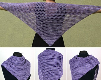 Cozy Mesh Triangular Shawl CROCHET PATTERN digital PDF file download