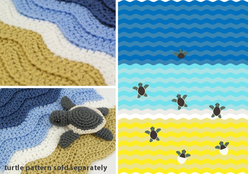 Turtle Beach / Ribbed Ripple blanket CROCHET PATTERN digital PDF file download image 4