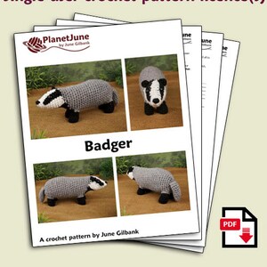 Badger amigurumi CROCHET PATTERN digital PDF file download European or Eurasian Badger image 2