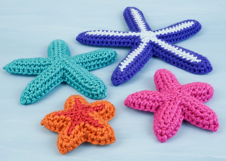 Starfish Collection four CROCHET PATTERNS digital PDF file download image 1