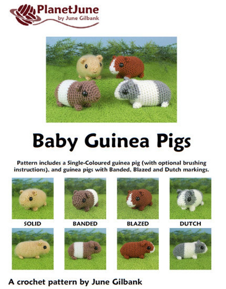 Baby Guinea Pigs four amigurumi guinea pig CROCHET PATTERNS digital PDF file download image 10