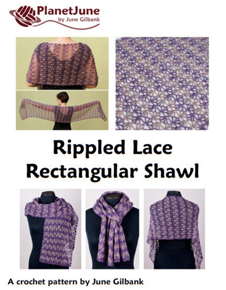 Rippled Lace Rectangular Shawl CROCHET PATTERN Digital PDF - Etsy