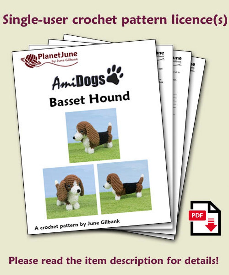 Special Deal AmiDogs Set 7 Basset Hound, Rottweiler, Scottish Terrier 3 amigurumi dog CROCHET PATTERNS digital PDF file download image 2