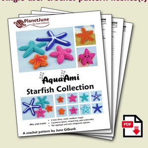 Starfish Collection four CROCHET PATTERNS digital PDF file download image 2