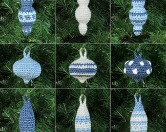 Christmas Baubles CROCHET PATTERN digital PDF file download: 9 ornament designs