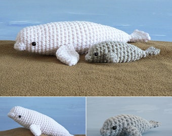 AquaAmi Beluga Whales amigurumi CROCHET PATTERN digital PDF file download