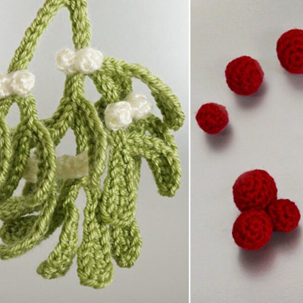 Christmas Decor Set 2 - Mistletoe & Mini Baubles - two seasonal CROCHET PATTERNS digital PDF file download