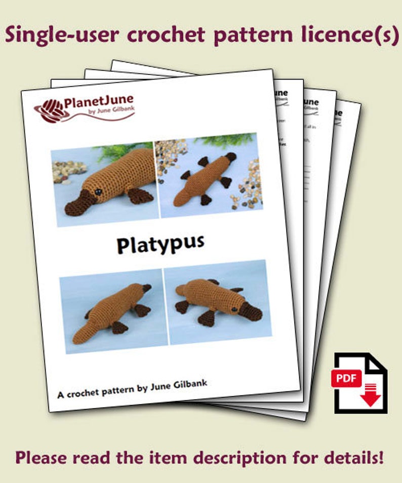 Platypus amigurumi CROCHET PATTERN digital PDF file download image 2