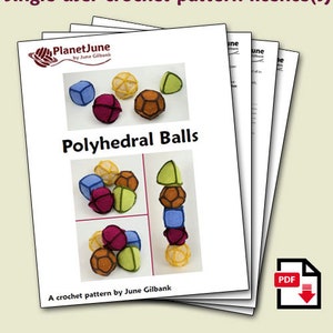 Polyhedral Balls five geometric CROCHET PATTERNS digital PDF file download image 2