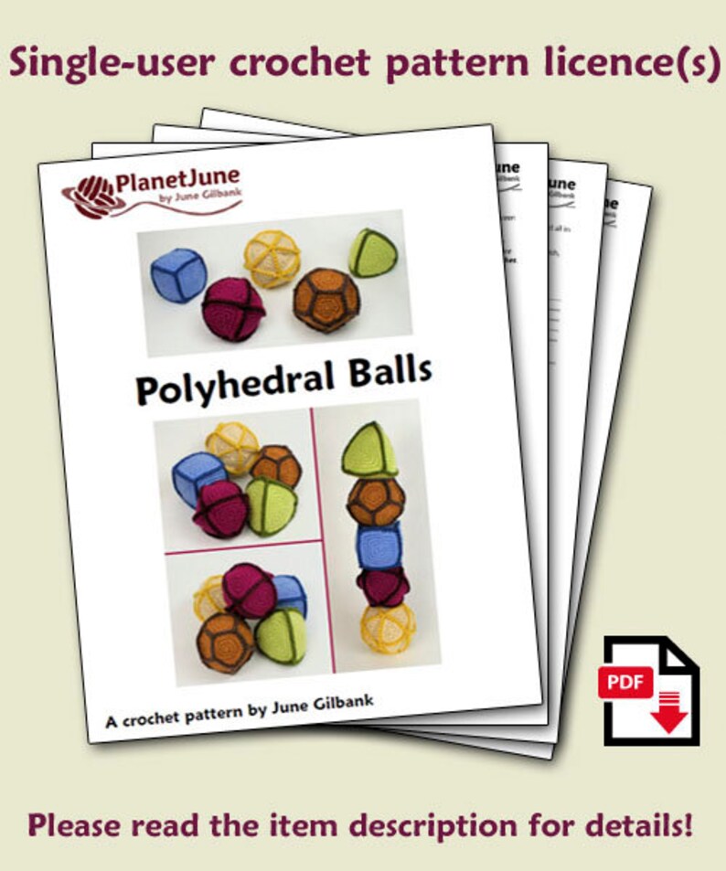 Polyhedral Balls five geometric CROCHET PATTERNS digital PDF file download image 2