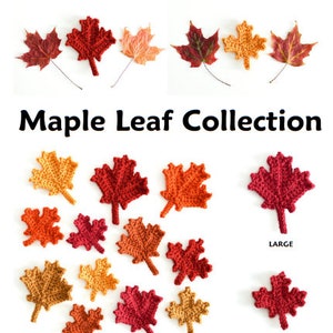 Maple Leaf Collection & Canadian Flag two realistic maple leaves plus bonus flag background CROCHET PATTERNS digital PDF file download image 9