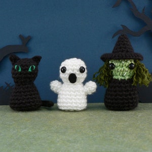 Halloween - PocketAmi Set 3 - Witch, Ghost, Black Cat amigurumi CROCHET PATTERNS digital PDF file download