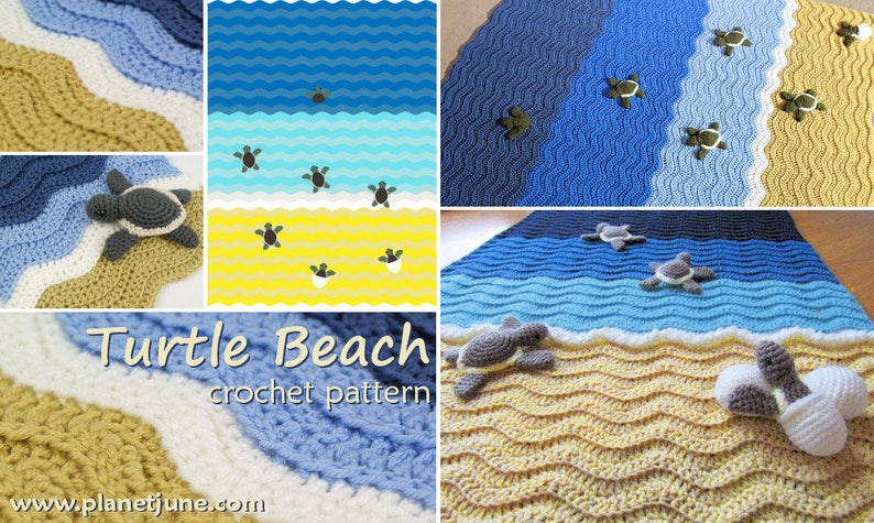 Turtle Beach Blanket Baby Sea Turtle Collection Amigurumi CROCHET PATTERNS digital PDF file download image 1