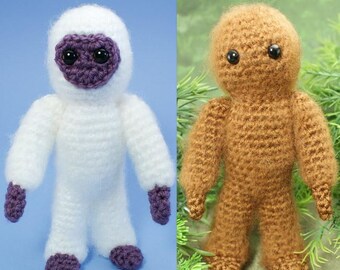 Yeti and Bigfoot - 2 amigurumi CROCHET PATTERNS digital PDF file download