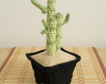 Lucky Bamboo amigurumi potted plant CROCHET PATTERN digital PDF file download