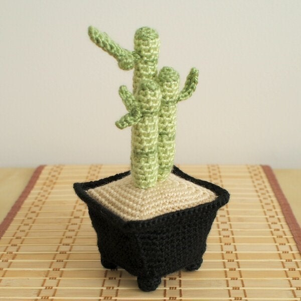 Lucky Bamboo amigurumi potted plant CROCHET PATTERN digital PDF file download