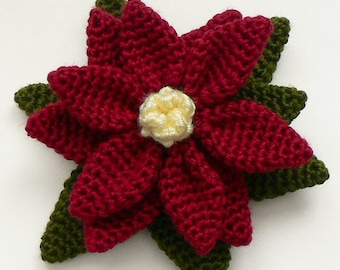 Poinsettia CROCHET PATTERN - includes two sizes - digital PDF file download