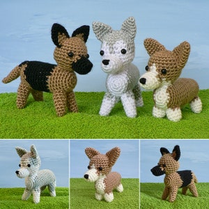 Special Deal - AmiDogs (Set 3) - Husky, Corgi, German Shepherd - 3 amigurumi dog CROCHET PATTERNS digital PDF file download