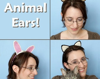 Animal Ears CROCHET PATTERN digital PDF file download (for hairbands and hats)