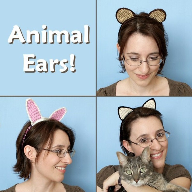 Animal Ears CROCHET PATTERN digital PDF file download for hairbands and hats 画像 1