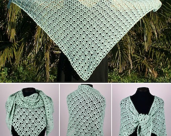 Climbing Eyelets Triangular Shawl CROCHET PATTERN digital PDF file download