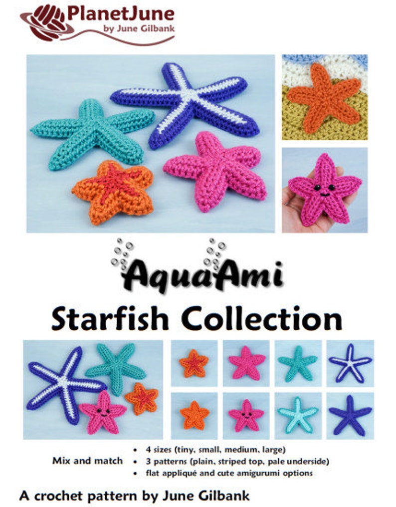 Starfish Collection four CROCHET PATTERNS digital PDF file download image 8