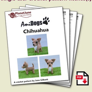 Special Deal AmiDogs Set 4 Chihuahua, Pug, Miniature Pinscher 3 amigurumi dog CROCHET PATTERNS digital PDF file download image 2