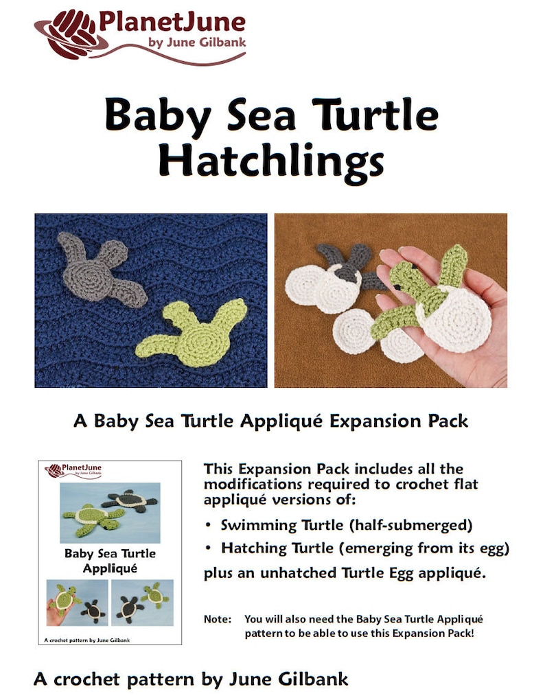 Baby Sea Turtle Applique CROCHET PATTERN digital PDF file download image 8