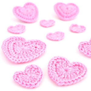 Love Hearts CROCHET PATTERN - includes 3 applique sizes plus puffy heart - digital PDF file download