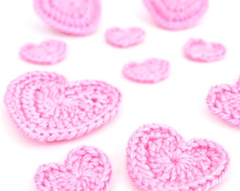 Love Hearts CROCHET PATTERN - includes 3 applique sizes plus puffy heart - digital PDF file download