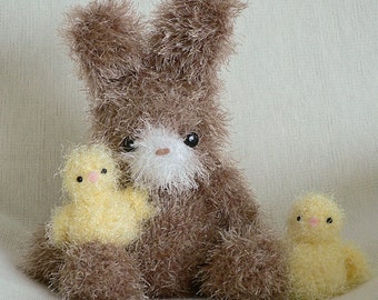 Fuzzy Bunny and Chick amigurumi CROCHET PATTERN digital PDF file download