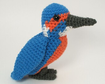 Kingfisher amigurumi bird CROCHET PATTERN digital PDF file download
