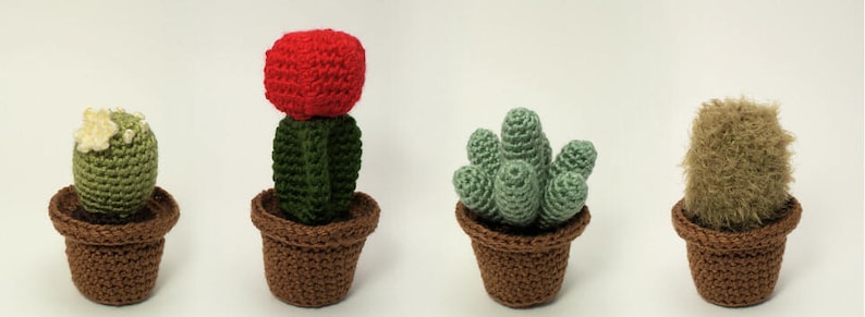 Cactus Collections, eight realistic potted plant CROCHET PATTERNS digital PDF file download image 7