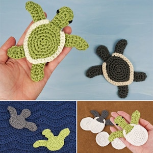 Baby Sea Turtle Applique CROCHET PATTERN digital PDF file download Turtle & Hatchlings