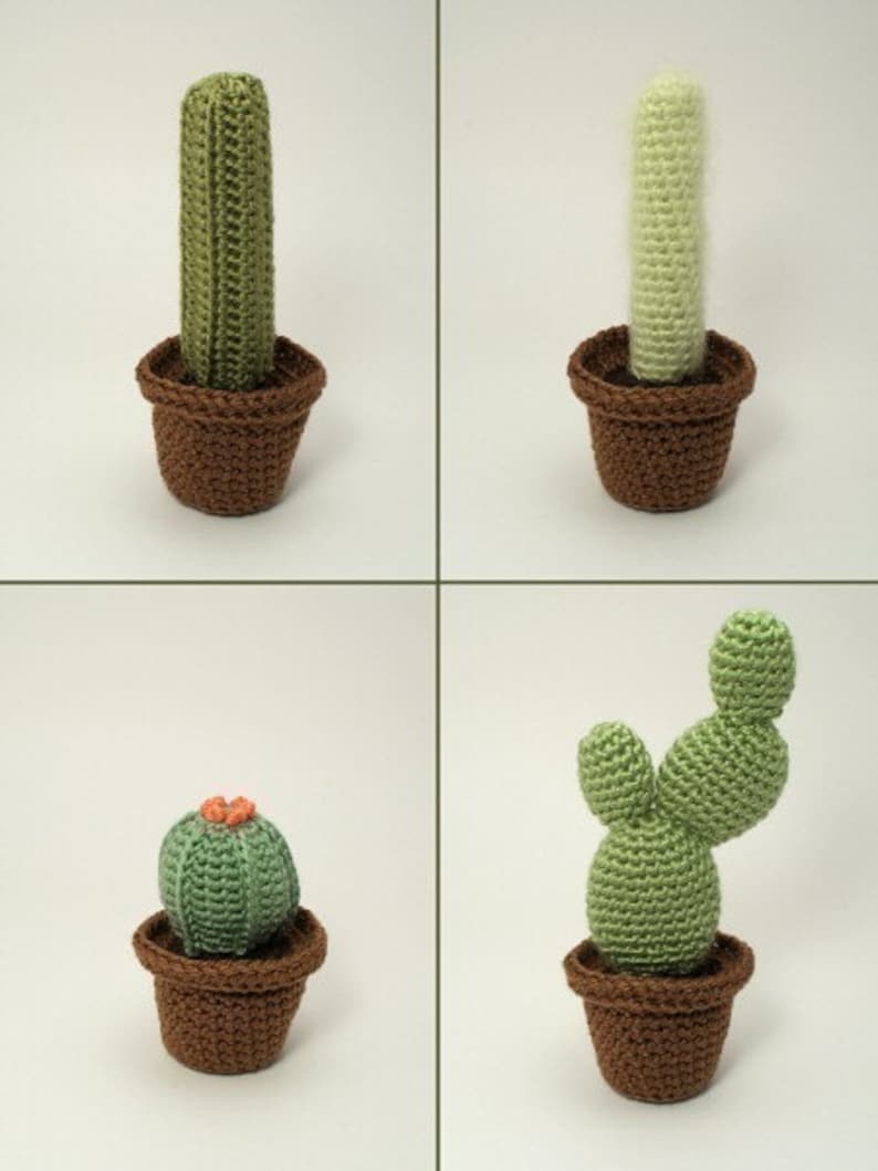 Cactus Collections, eight realistic potted plant CROCHET PATTERNS digital PDF file download image 4