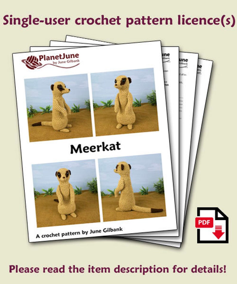 Meerkat amigurumi CROCHET PATTERN digital PDF file download image 2