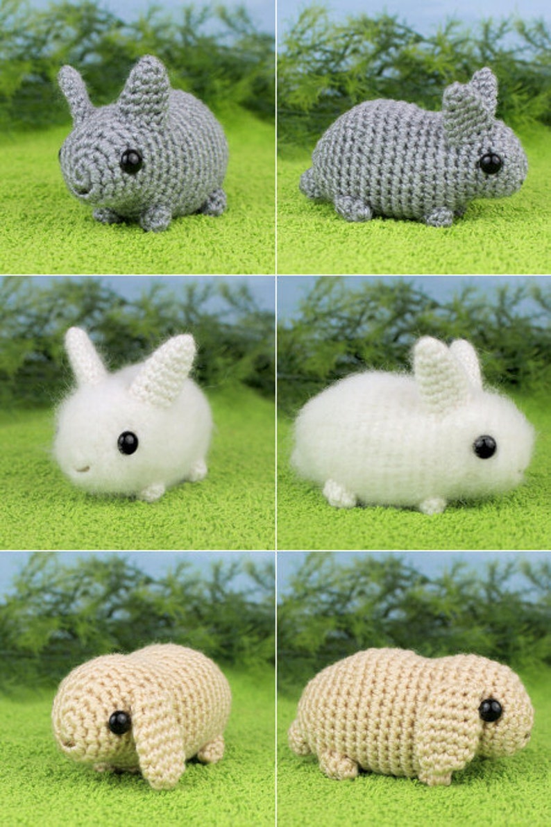 Baby Bunnies 1 & 2 six amigurumi bunny rabbit CROCHET PATTERNS digital PDF file download image 4