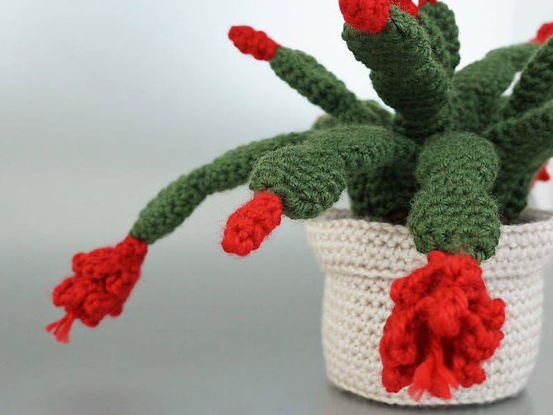 Christmas Cactus amigurumi potted plant CROCHET PATTERN digital PDF file download image 5