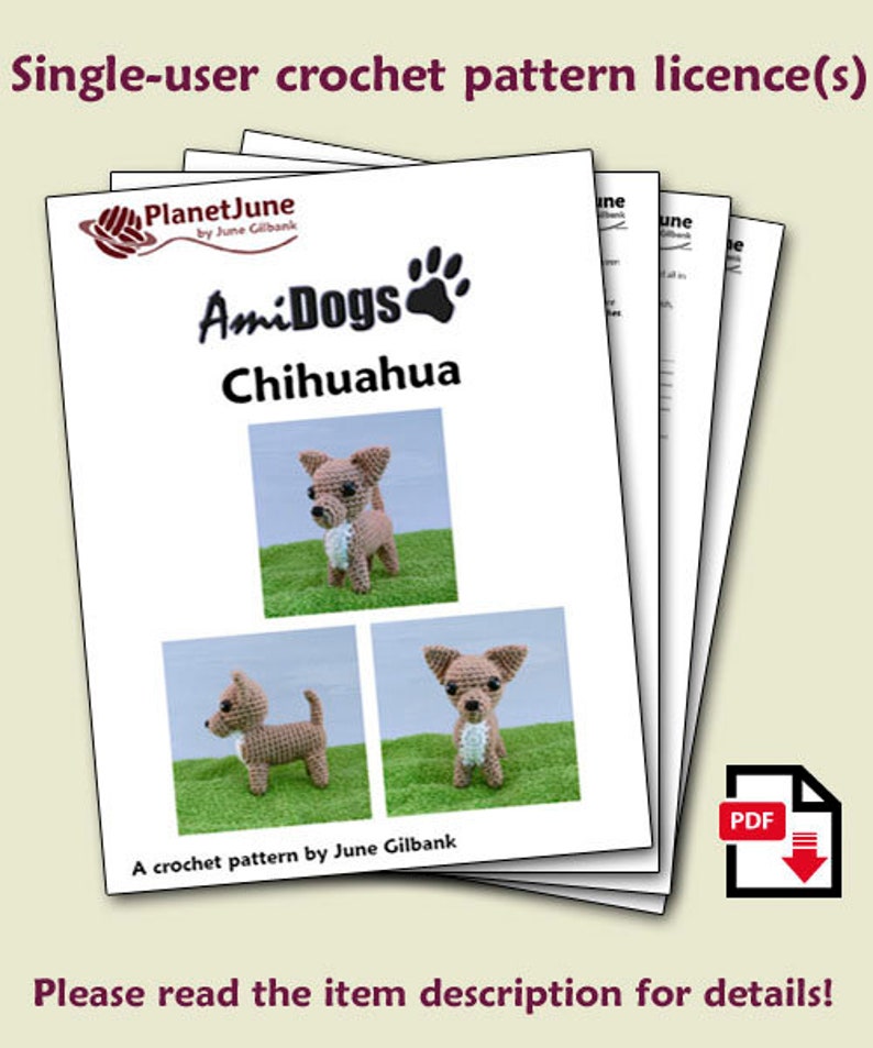 AmiDogs Chihuahua amigurumi dog CROCHET PATTERN digital PDF file download image 2