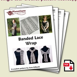 Banded Lace Wrap CROCHET PATTERN digital PDF file download image 2