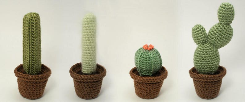 Cactus Collections, eight realistic potted plant CROCHET PATTERNS digital PDF file download image 8