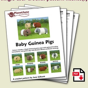 Baby Guinea Pigs four amigurumi guinea pig CROCHET PATTERNS digital PDF file download image 2