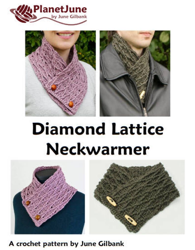 Diamond Lattice Neckwarmer CROCHET PATTERN digital PDF file download image 7