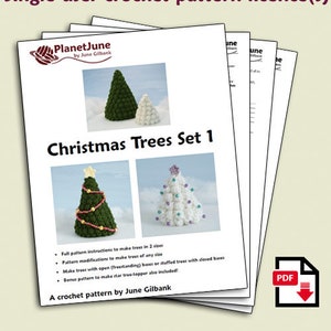Christmas Trees Set 1 CROCHET PATTERN digital PDF file download 2 sizes and star included image 2