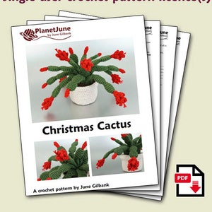 Christmas Cactus amigurumi potted plant CROCHET PATTERN digital PDF file download image 2