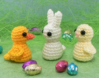 Easter - PocketAmi Set 5 - Duckling, Bunny, Chick amigurumi CROCHET PATTERNS digital PDF file download