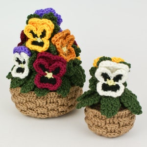 Pansies potted plant CROCHET PATTERN digital PDF file download (pansy baskets)