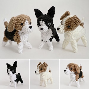 Special Deal - AmiDogs (Set 2) - Boston Terrier, Jack Russell Terrier, Beagle - 3 amigurumi dog CROCHET PATTERNS digital PDF file download