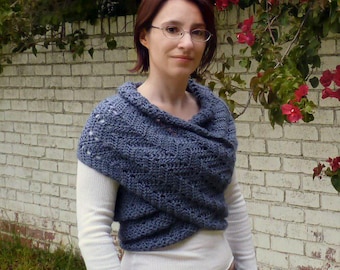 Eyelet Ripple Scarf Sweater CROCHET PATTERN digital PDF file download