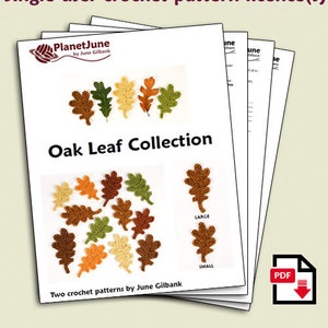 Oak Leaf Collection & Life-Sized Acorn two realistic oak leaves plus bonus matching acorn CROCHET PATTERNS digital PDF file download image 2